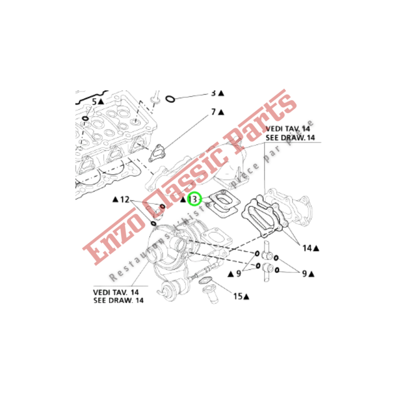 467362300 Joint de collecteur d'echappement Maserati 3200/Biturbo/Ghibli/QuattroporteIV