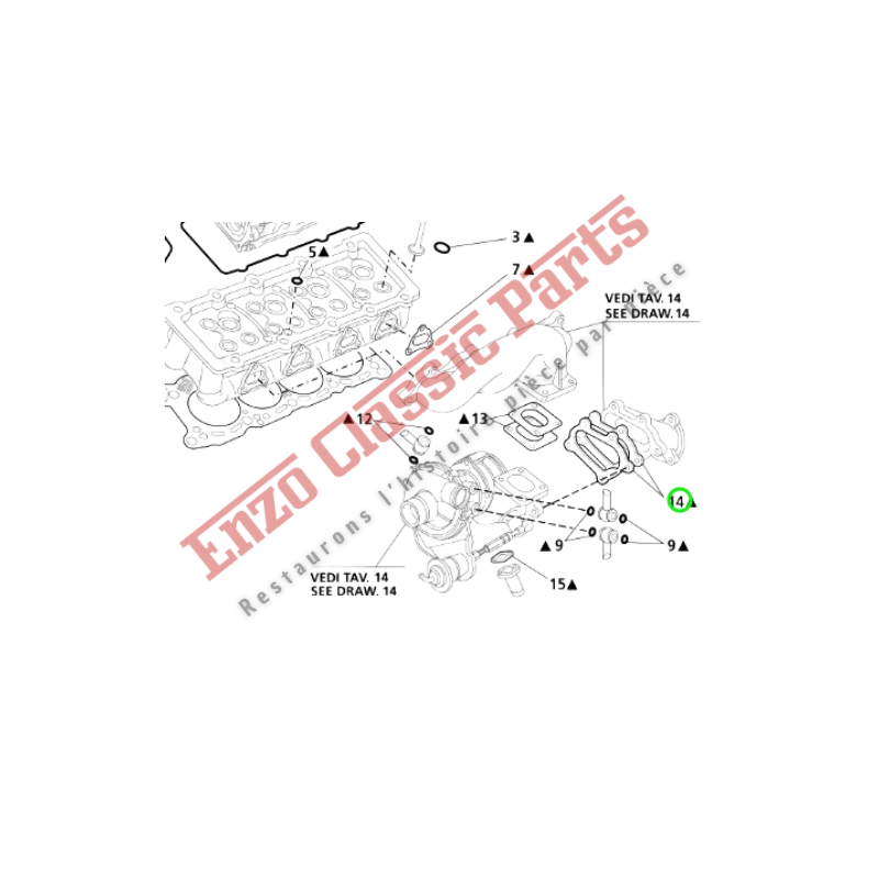 580362400 Joint d'échappement Maserati 3200/Biturbo/Ghibli/Quattroporte/Shamal