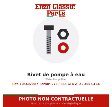 Ferrari 275 / 365 GT4 2+2 / 365 GTC4 - Rivet de pompe à eau - Réf. 10540700