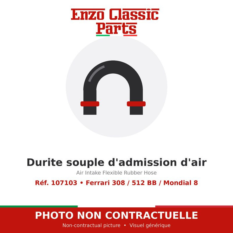 Ferrari 308 / 512 BB / Mondial 8 - Air Intake Flexible Rubber Hose - Ref. 107103