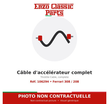 Ferrari 308 / 208 - Throttle Cable, complete - Ref. 106294