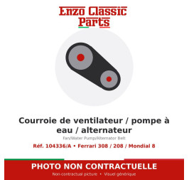 Ferrari 308 / 208 / Mondial 8 - Courroie de ventilateur / pompe à eau / alternateur - Réf. 104336/A
