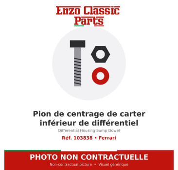 Ferrari - Pion de centrage de carter inférieur de différentiel - Réf. 103838