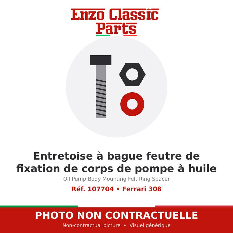 Ferrari 308 - Entretoise à bague feutre de fixation de corps de pompe à huile - Réf. 107704