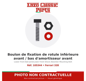 Ferrari 328 - Boulon de fixation de rotule inférieure avant / bas d'amortisseur avant - Réf. 105344