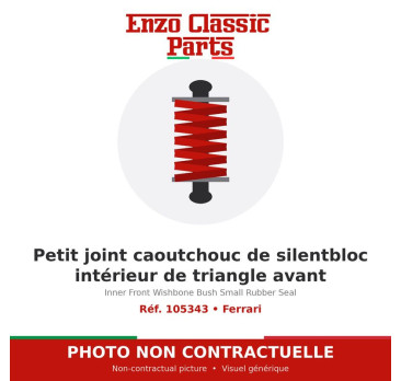 Ferrari - Petit joint caoutchouc de silentbloc intérieur de triangle avant - Réf. 105343