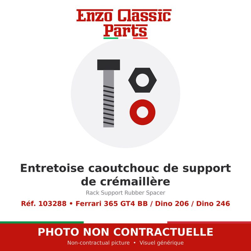 Ferrari 365 GT4 BB / Dino 206 / Dino 246 - Entretoise caoutchouc de support de crémaillère - Réf. 103288