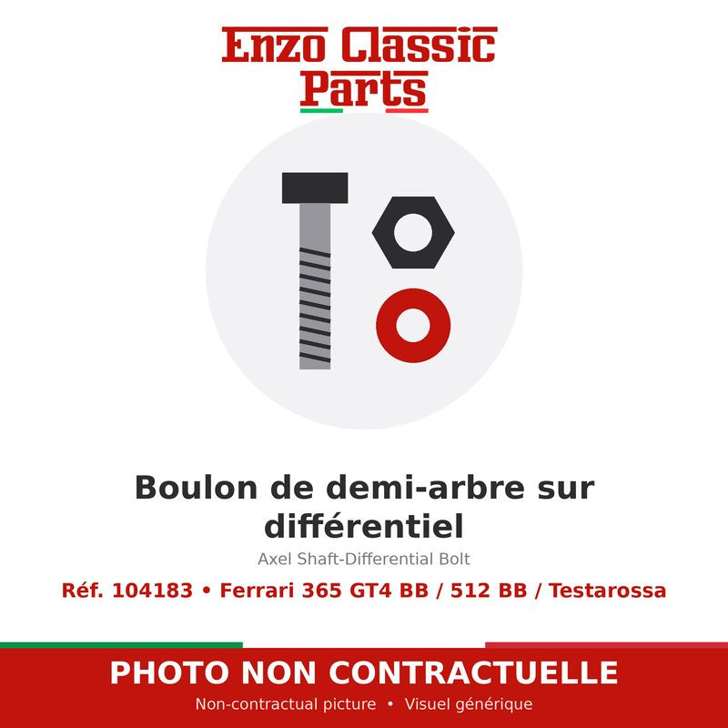 Ferrari 365 GT4 BB / 512 BB / Testarossa - Boulon de demi-arbre sur différentiel - Réf. 104183