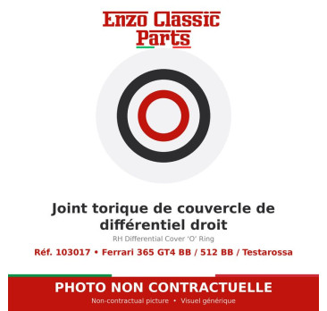 Ferrari 365 GT4 BB / 512 BB / Testarossa - Joint torique de couvercle de différentiel droit - Réf. 103017