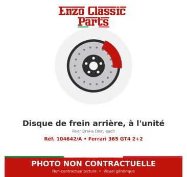 Ferrari 365 GT4 2+2 - Disque de frein arrière, à l'unité - Réf. 104642/A