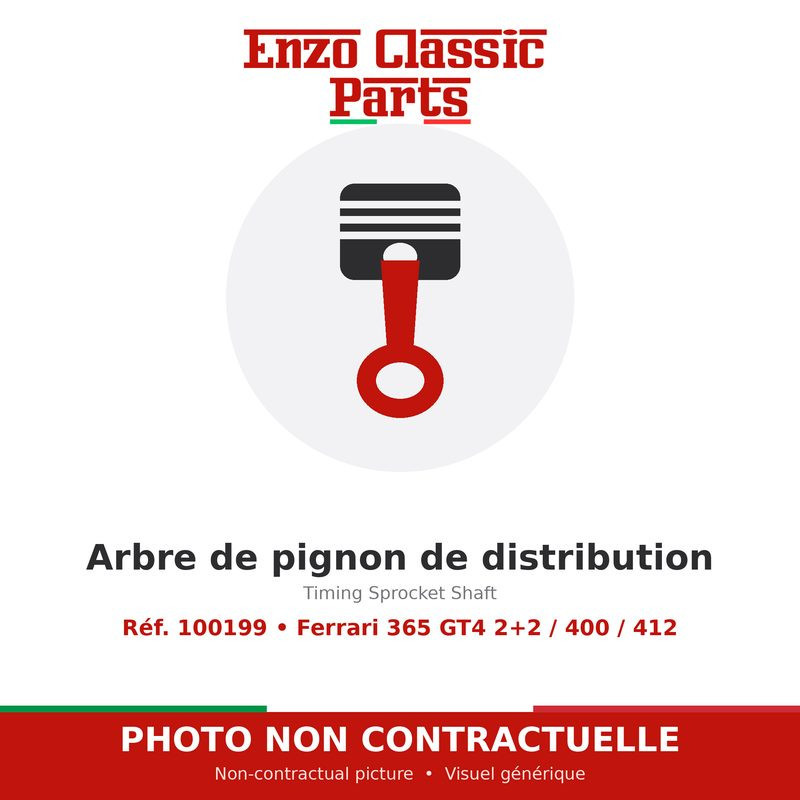 Ferrari 365 GT4 2+2 / 400 / 412 - Arbre de pignon de distribution - Réf. 100199
