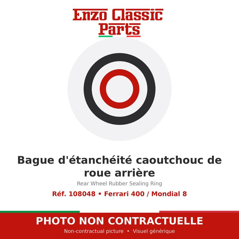 Ferrari 400 / Mondial 8 - Bague d'étanchéité caoutchouc de roue arrière - Réf. 108048