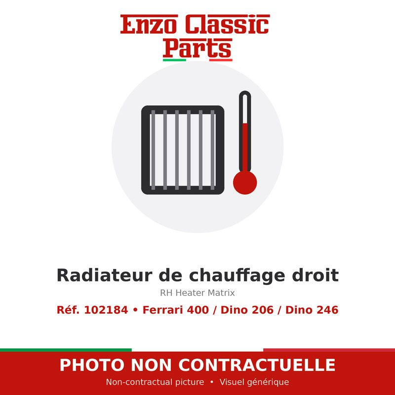 Ferrari 400 / Dino 206 / Dino 246 - Radiateur de chauffage droit - Réf. 102184