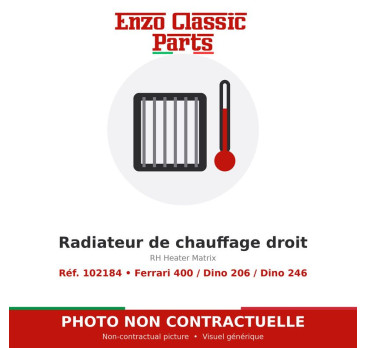 Ferrari 400 / Dino 206 / Dino 246 - Radiateur de chauffage droit - Réf. 102184