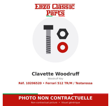 Ferrari 512 TR/M / Testarossa - Clavette Woodruff - Réf. 10206520