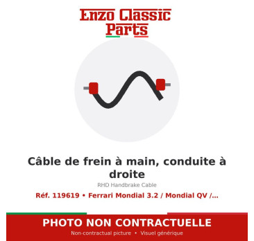 Ferrari Mondial 3.2 / Mondial QV / Testarossa - RHD Handbrake Cable - Ref. 119619