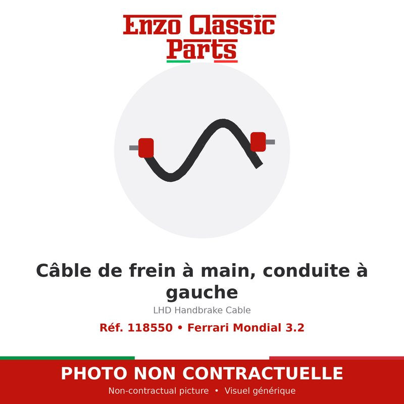 Ferrari Mondial 3.2 - Câble de frein à main, conduite à gauche - Réf. 118550