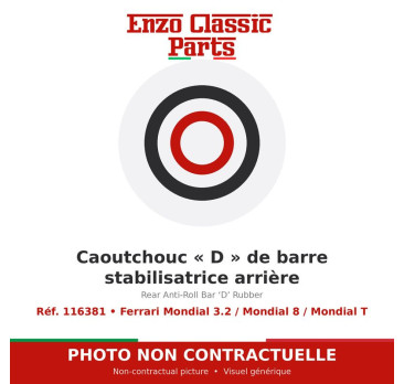 Ferrari Mondial 3.2 / Mondial 8 / Mondial T - Caoutchouc « D » de barre stabilisatrice arrière - Réf. 116381