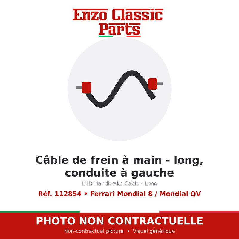 Ferrari Mondial 8 / Mondial QV - Câble de frein à main - long, conduite à gauche - Réf. 112854