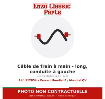 Ferrari Mondial 8 / Mondial QV - LHD Handbrake Cable - Long - Ref. 112854