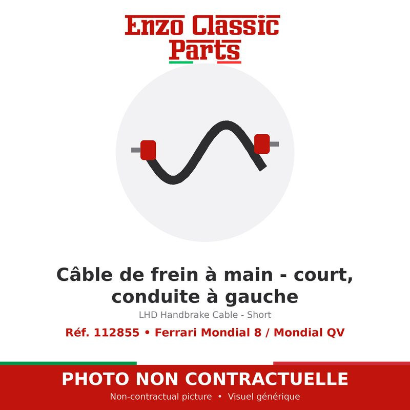Ferrari Mondial 8 / Mondial QV - LHD Handbrake Cable - Short - Ref. 112855