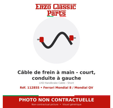 Ferrari Mondial 8 / Mondial QV - Câble de frein à main - court, conduite à gauche - Réf. 112855