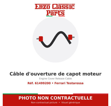 Ferrari Testarossa - Câble d'ouverture de capot moteur - Réf. 61499200