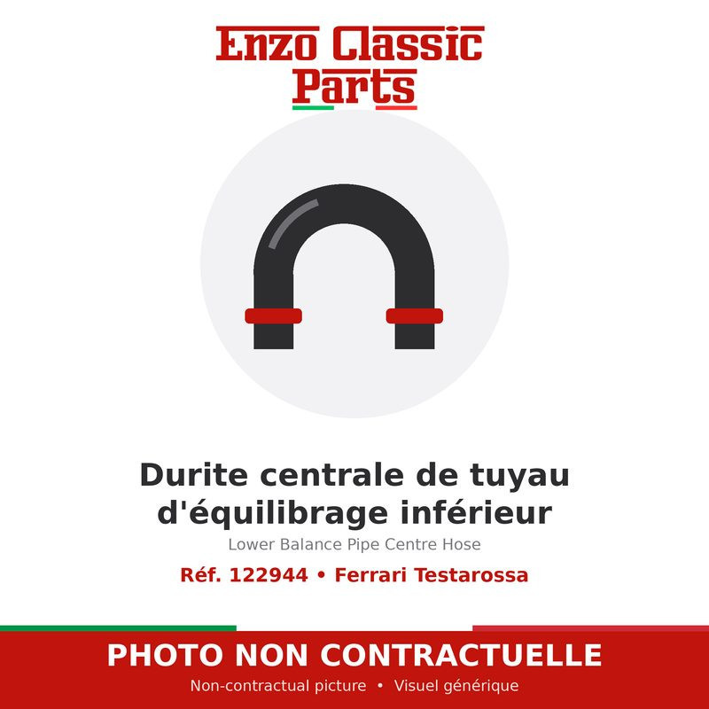 Ferrari Testarossa - Durite centrale de tuyau d'équilibrage inférieur - Réf. 122944