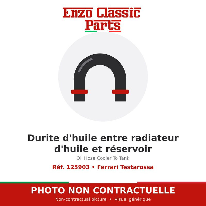 Ferrari Testarossa - Durite d'huile entre radiateur d'huile et réservoir - Réf. 125903