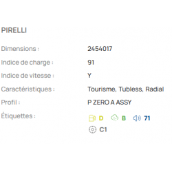 140572 Pneu avant Pirelli  Ferrari F40 PIR 245/40ZR17 91Y ZEROA