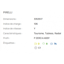 140573 Pneus arrière Pirelli Ferrari F40 PIR 335/35ZR17 106Y ZEROA