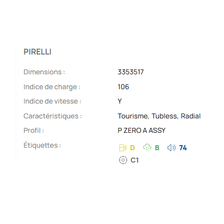 140573 Pneus arrière Pirelli Ferrari F40 PIR 335/35ZR17 106Y ZEROA