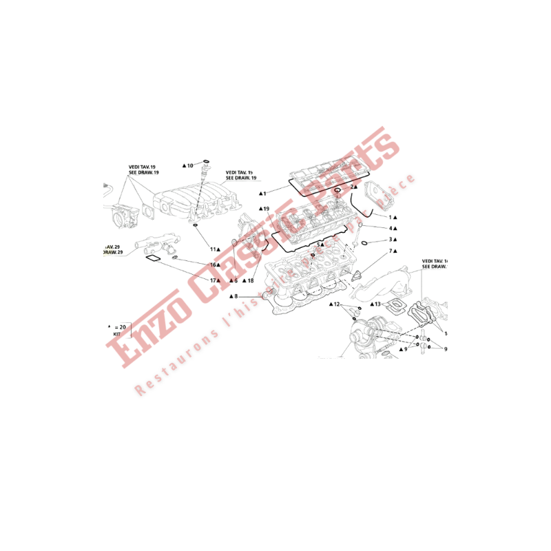 380600008 Kit  joint moteur avec joint de culasse Maserati 3200